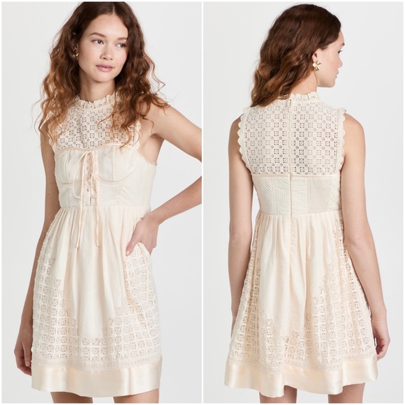 Ulla Johnson Sabrina Lace-Up Sweetheart Mini Dress Ivory 6 NWT - Picture 3 of 16
